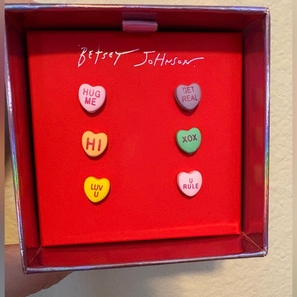 Betsey Johnson Candy Hearts Stud Earrings